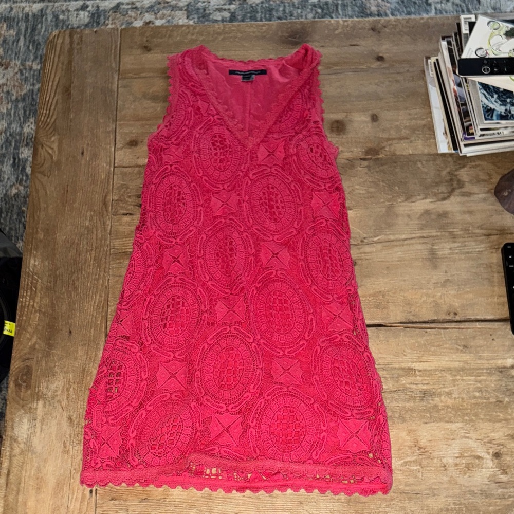 French Connection Coral Lace Trim Top